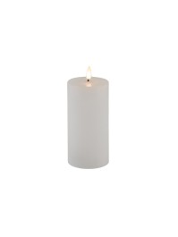 KERZE WACHS LED RUSTIKAL TIMER WEISS 7.5CM X 15CM