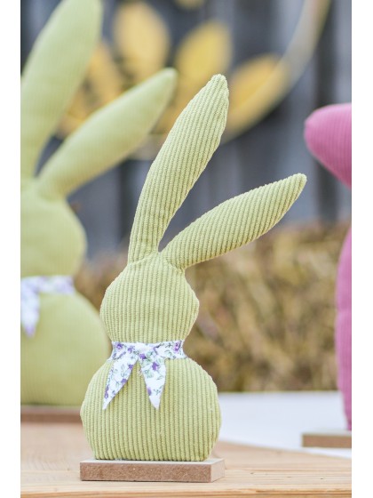 LAPIN BUNNY VELVET LIBERTY VERT SAUGE 14CM X 5CM X 27CM