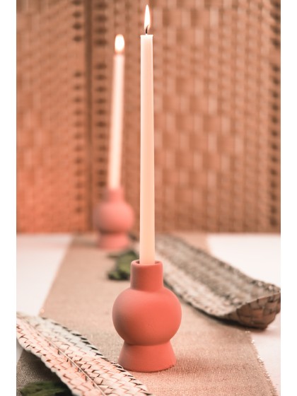 BOUGEOIR CERAMIQUE ASTI TERRACOTTA DIA 8CM X 12.2CM