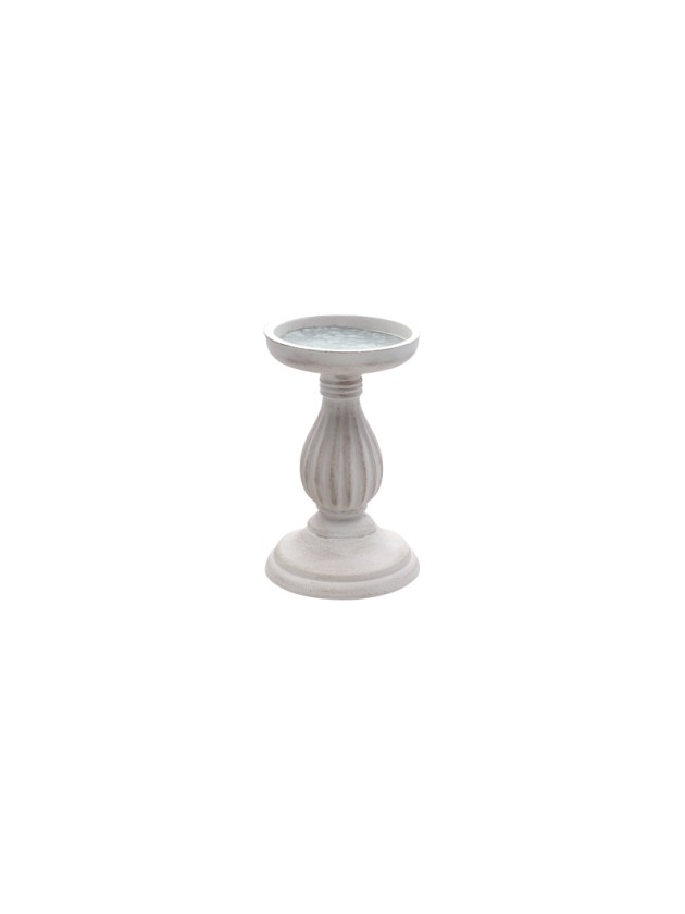 KERZENHALTER HOLZ ELFENBEIN DIA 10.5CM X 17CM