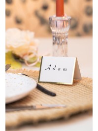 10 WHITE PAPER TABLE PLACE WITH GOLDEN BORDER 7 CM X 5 CM
