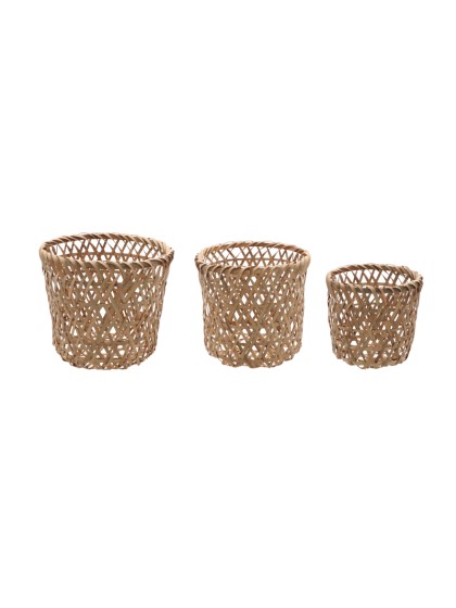 SET 3 KÖRBE BAMBUS ZÖPFE DIA 20CM X 22CM/DIA 19CM X 20CM/DIA 15CM X 17CM