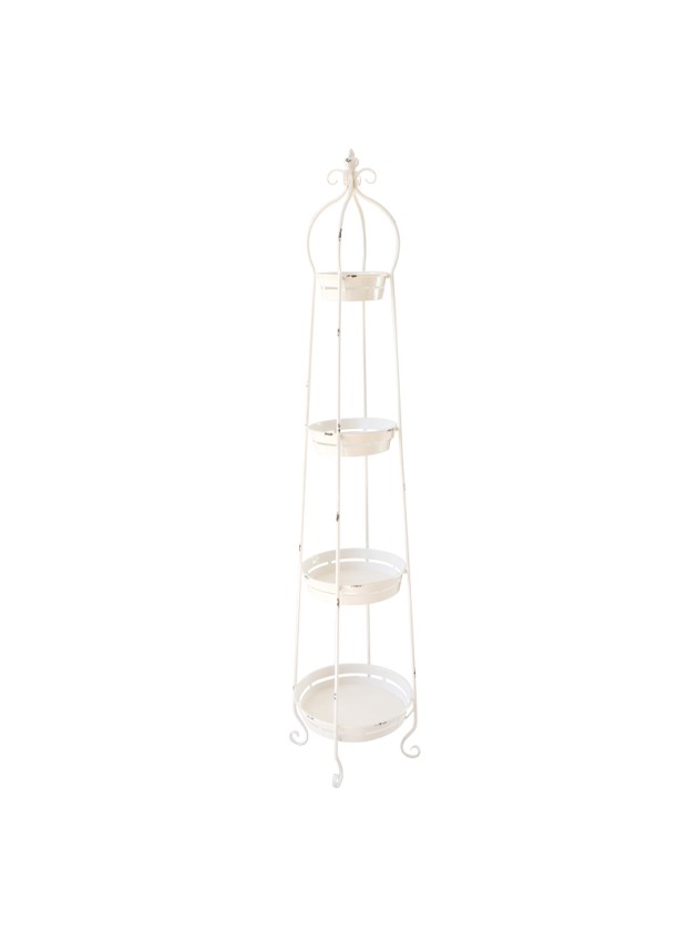 PORTE PLANTES 4 NIVEAUX METAL BLANC DIA 35CM X 170CM