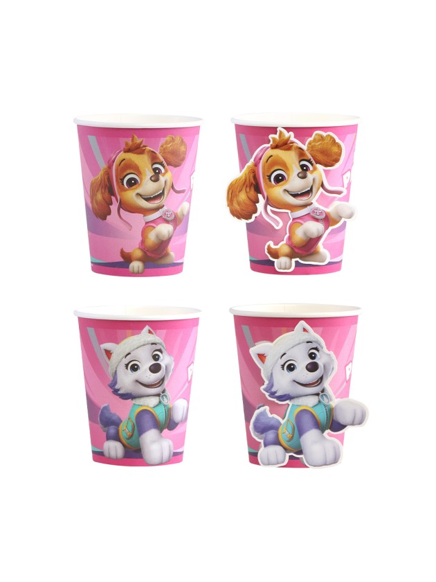 8 GOBELETS 3D 250ML PLASTIC FREE PAT’PATROUILLE © DIA 5.2CM X 8.8CM / DIA HAUT 7.5CM