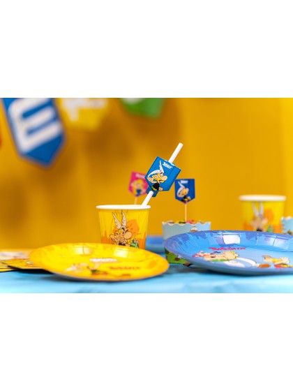 8 PAILLES PAPIER + MEDAILLONS ASTERIX® 19.6CM / 4CM X 6.3CM