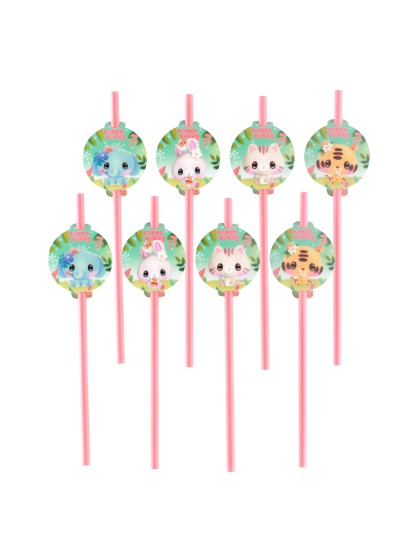 PACK 8 PAPER STRAWS + DECO BANGOBERRY © 19.6CM / DIA 4.8CM X 6.3CM HT