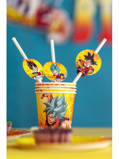 8 PAILLES PAPIER + MEDAILLONS DRAGON BALL SUPER © 19.6CM / DIA 4.8CM X 6.3CM
