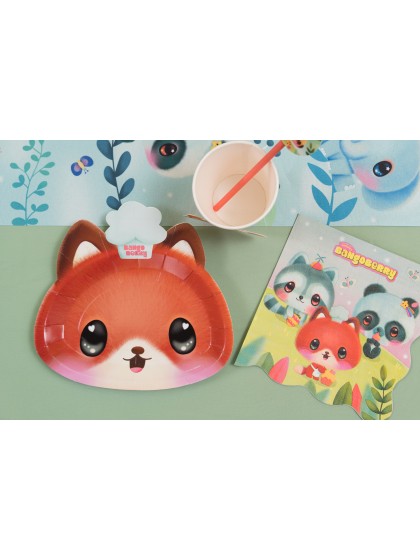8 PLATES PLASTIC FREE FUZZY FOX BANGOBERRY © 18CM