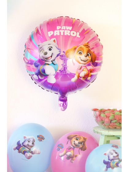 PINK ROUND MYLAR BALLOON PAW PATROL © DIA 43CM