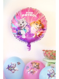 PINK ROUND MYLAR BALLOON PAW PATROL © DIA 43CM