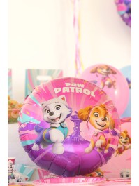 PINK ROUND MYLAR BALLOON PAW PATROL © DIA 43CM