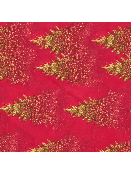 TISCHLÄUFER SAMT ROT TREE SPIRIT IMPRESSION GOLD 28CM X 3M