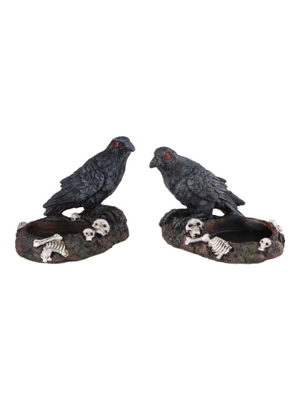 KERZENHALTER TEELICHTHALTER RABE KUNSTHARZ - 2 SORT. 8CM X 6CM X 6.5CM