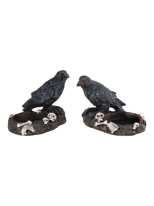 KERZENHALTER TEELICHTHALTER RABE KUNSTHARZ - 2 SORT. 8CM X 6CM X 6.5CM