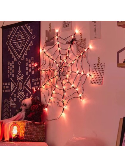 TOILE D’ARAIGNEE LUMINEUSE LED ROUGE  DIA 1M