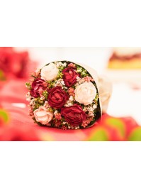 BLUMENSTRAUSS ROSA BLANC/ROUGE PAPIER KRAFT DIA 9CM X 14CM
