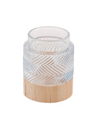 PHOTOPHORE VERRE ET BOIS GRAFIK DIA 7CM X 8.6CM