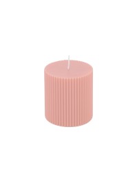 SÄULENKERZE GERIEFELT ROSA WATER DIA 7CM X 7.5CM