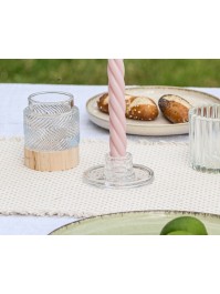 KERZENHALTER FACKELKERZE RUND TRANSPARENT DIA 8.9CM X 3.5CM