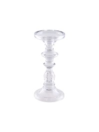 BOUGEOIR VERRE TRANSPARENT 2 EN 1 CHANDELIER ET PILIER DIA 10CM X 21CM