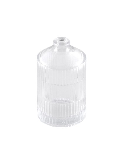 MINI VASE GLAS GERILLT TRANSPARENT DIA 4.3CM X 7.5CM