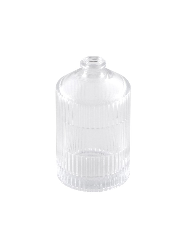 MINI VASE GLAS GERILLT TRANSPARENT DIA 4.3CM X 7.5CM