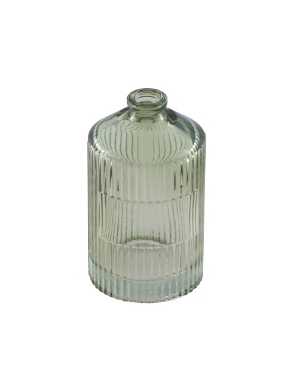 MINI VASE GLAS GERILLT GRÜN SALBEI DIA 4.3CM X 7.5CM