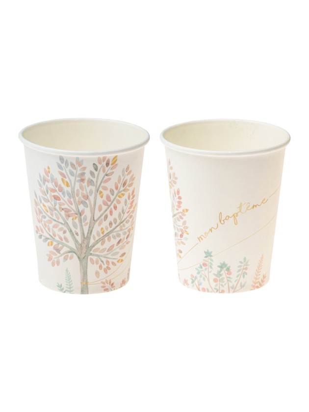 8 GOBELETS 250ML PLASTIC FREE MON BAPTEME DIA 5.2CM X 8.8CM / DIA HAUT 7.5CM