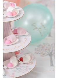 STÄNDER PETITS-FOURS KARTON 3 EBENEN MEINE TAUFE DIA 30.5CM / 24.5CM / 18CM X 33CM