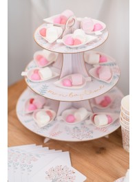 SUPPORT A MIGNARDISES CARTON 3 NIVEAUX MON BAPTEME DIA 30.5CM / 24.5CM / 18CM X 33CM