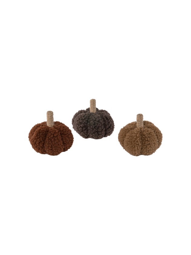 MINI PUMKIN SHERPA FABRIC - 3 ASS DIA 8CM X 8CM HT