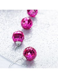 BOITE DE 12 MINI BOULES A FACETTES FUCHSIA DIA 3CM X 3CM