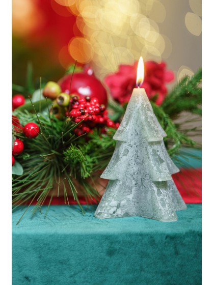 BOUGIE SAPIN VERT SAUGE FINITION RUSTIQUE 12CM X 12.7CM X 15.4CM HT