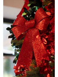 1 NOEUD PVC PAILLETE HQ ROUGE 36.5CM X 50.8CM