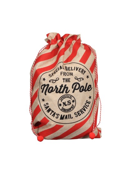 SAC HOTTE DE NOEL EFFET JUTE IMPRIME 50CM X 70 CM