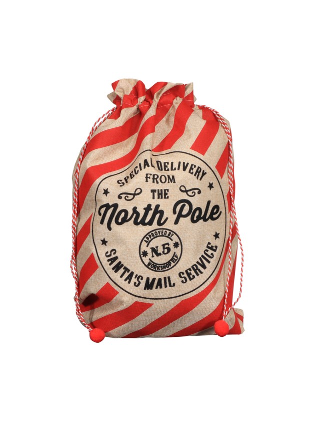 SAC HOTTE DE NOEL EFFET JUTE IMPRIME 50CM X 70 CM