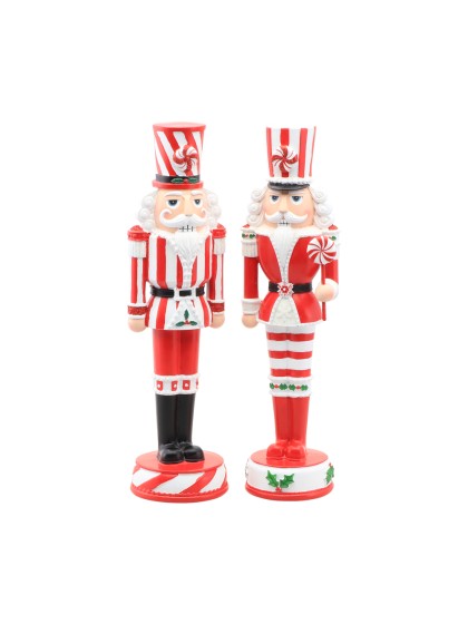 NUTCRACKER RESINE RAYE ROUGE ET BLANC - 2 ASS 9.5CM X 9CM X 33CM