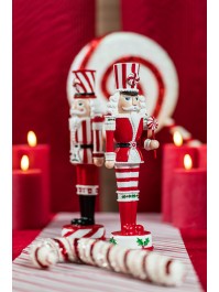 NUTCRACKER RESINE RAYE ROUGE ET BLANC - 2 ASS 9.5CM X 9CM X 33CM