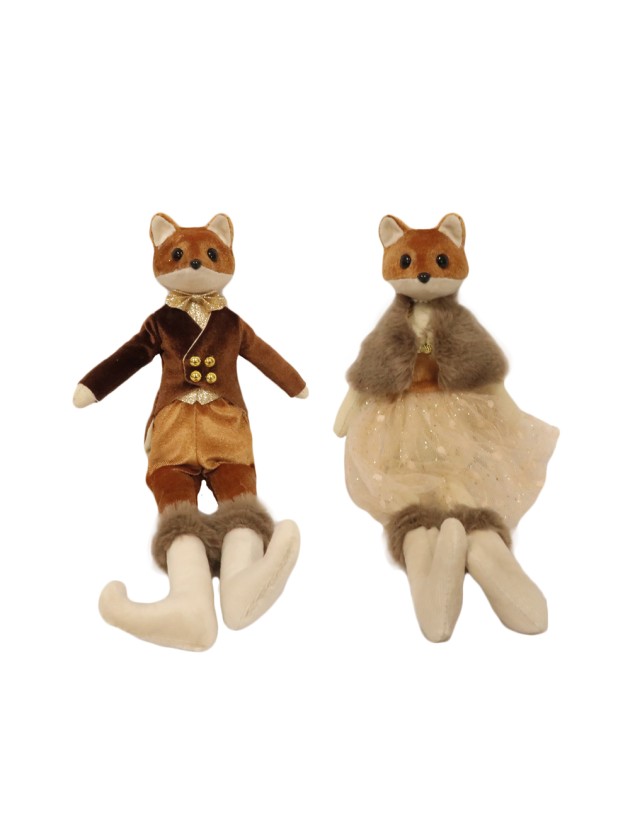 RENARD ELEGANT ASSIS - 2 ASS FILLE ET GARCON 32CM