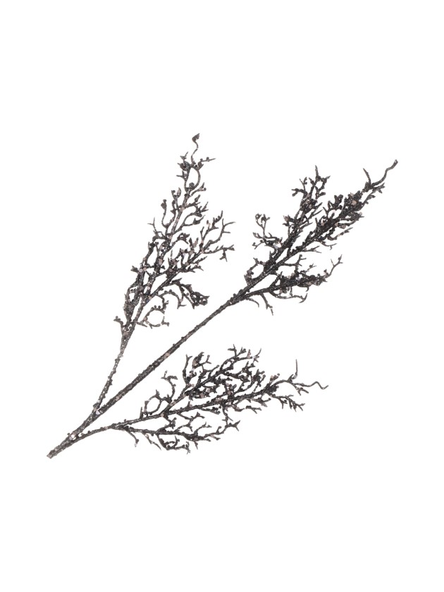BRANCHE FEUILLAGE HALLOWEEN NOIR PAILLETE 70CM