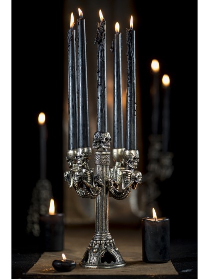 POLYRESIN BRONZE SKULLS CANDLE HOLDER FOR 5 CANDLES 19CM X 19CM X 27.5CM