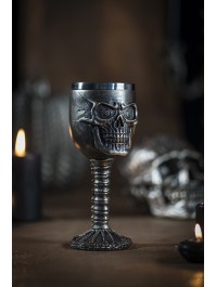 CALICE RESINE TETE DE MORT BRONZE 7.5CM X 7.5CM X 18.5CM - 200ML