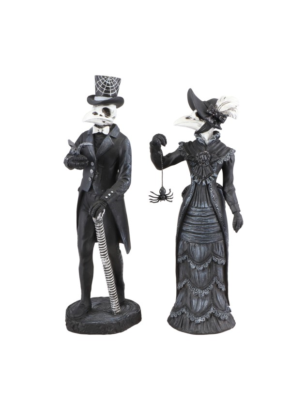 STATUETTE LADY AND MISTER CORBEAU SQUELETTE - 2 ASS 7CM X 6CM X 21CM