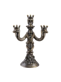 CHANDELIER BRONZE TETE DE MORT ET SERPENTS 3 BRANCHES 20.5CM X 11.5CM X 30CM