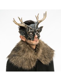 MASQUE DE CERF NOIR ET BRONZE 37CM X 25CM