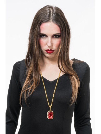 COLLIER RUBIS DE VAMPIRE PENDENTIF 3CM X 4CM / CHAINE 72CM
