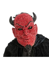MASKE TEUFEL ROT MIT STRASS 21CM X 10CM X 31.5CM