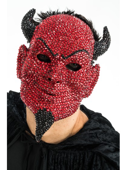 MASKE TEUFEL ROT MIT STRASS 21CM X 10CM X 31.5CM