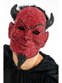 MASKE TEUFEL ROT MIT STRASS 21CM X 10CM X 31.5CM