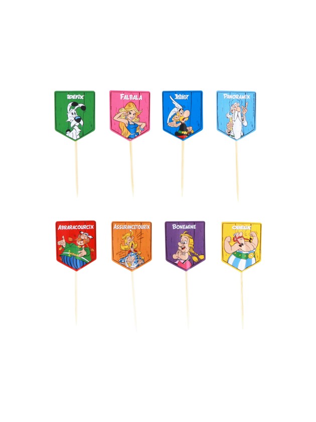 SET 8 PICKS CUPCAKES ASTERIX® 3CM X 8CM